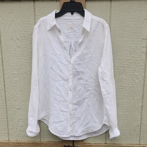 Lilly Pulizter Sea View White‎ Muslin Cotton Button Down Coastal Preppy Medium